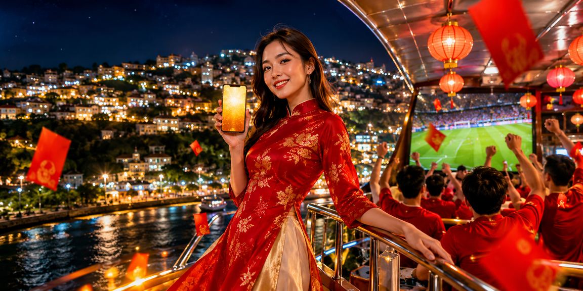Người dùng đăng ký tài khoản và nhận thưởng dưới đèn lồng Đà Lạt